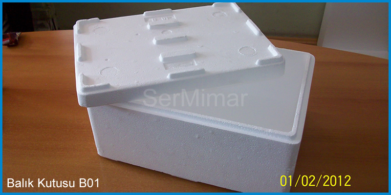 B-01 397x298x170 mm standart strafor balık ve gıda kargo kutusu